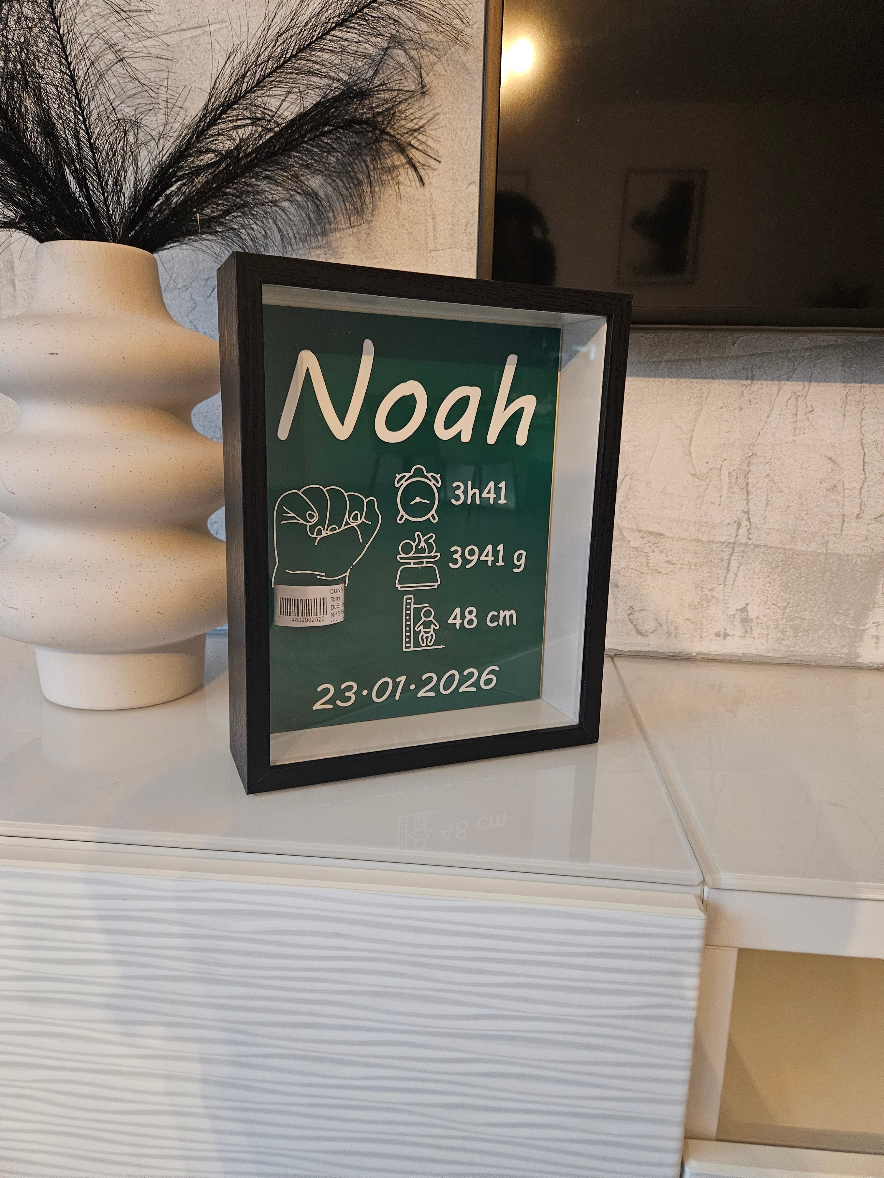 Cadre de Naissance Personnalisé en Bois - Tableau Souvenir Bébé 3D avec Prénom, Date, Poids, Taille et Heures (Copie)