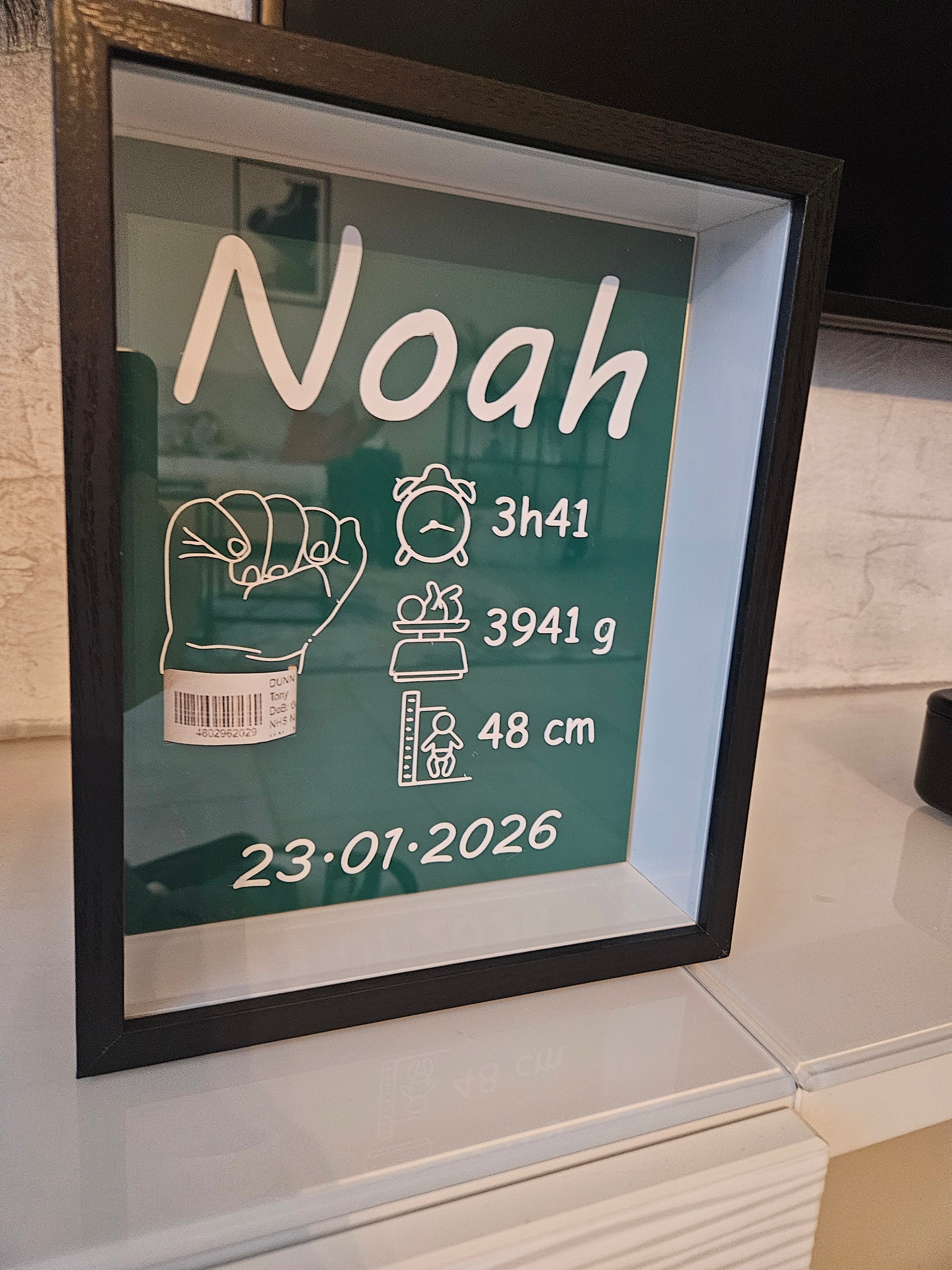 Cadre de Naissance Personnalisé en Bois - Tableau Souvenir Bébé 3D avec Prénom, Date, Poids, Taille et Heures (Copie)