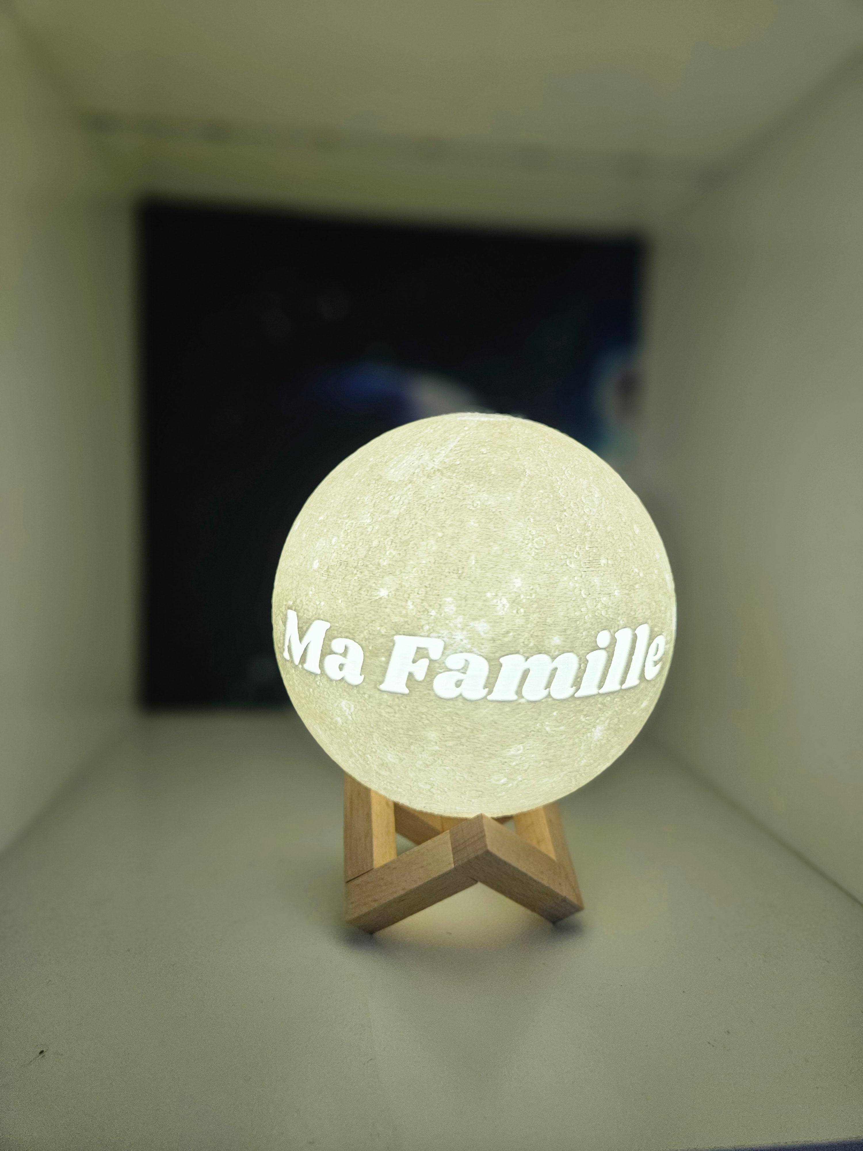 Lampe Lune Personnalisée en Lithophanie 3D – Photo de Famille & Veilleuse LED Multicolore