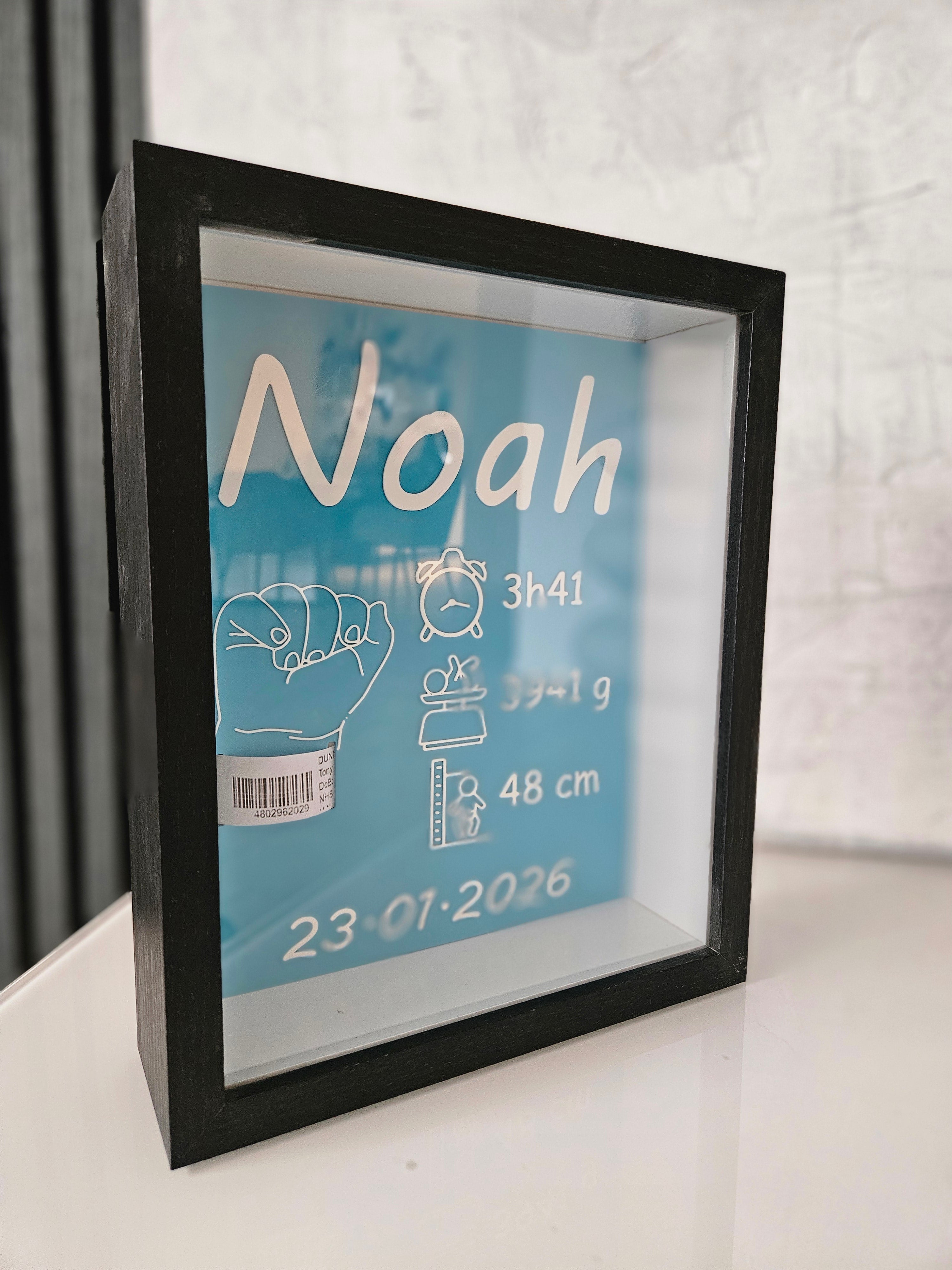 Cadre de Naissance Personnalisé en Bois - Tableau Souvenir Bébé 3D avec Prénom, Date, Poids, Taille et Heures (Copie)