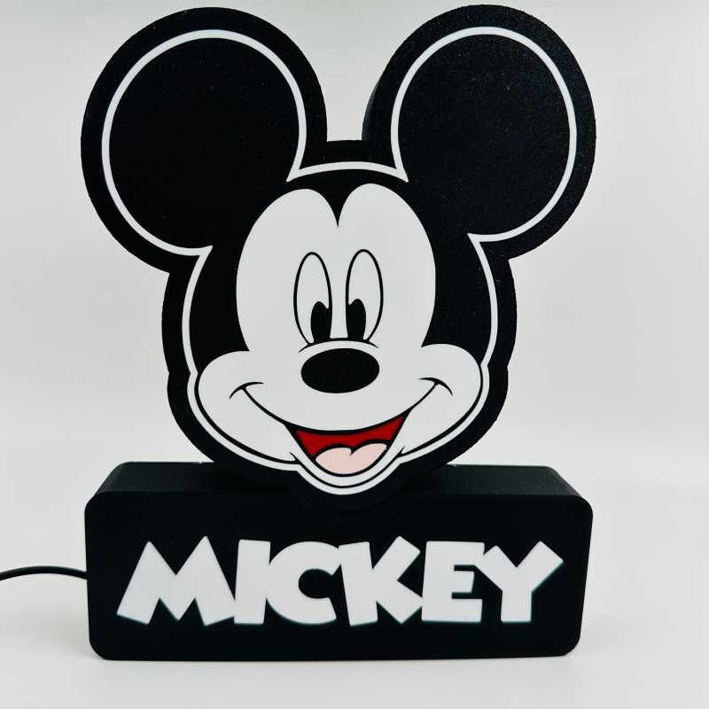 Lampe Mickey Mouse Personnalisée - Veilleuse Prénom 3D - LED RGB Connectée