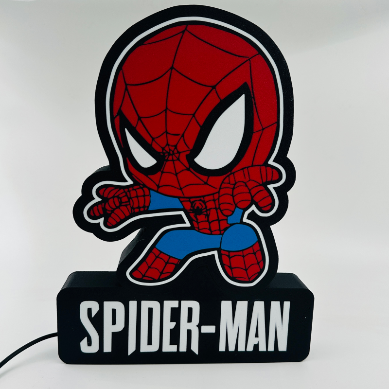 Lampe Spider-Man Personnalisée LED RGB - Prénom au Choix 🕷️