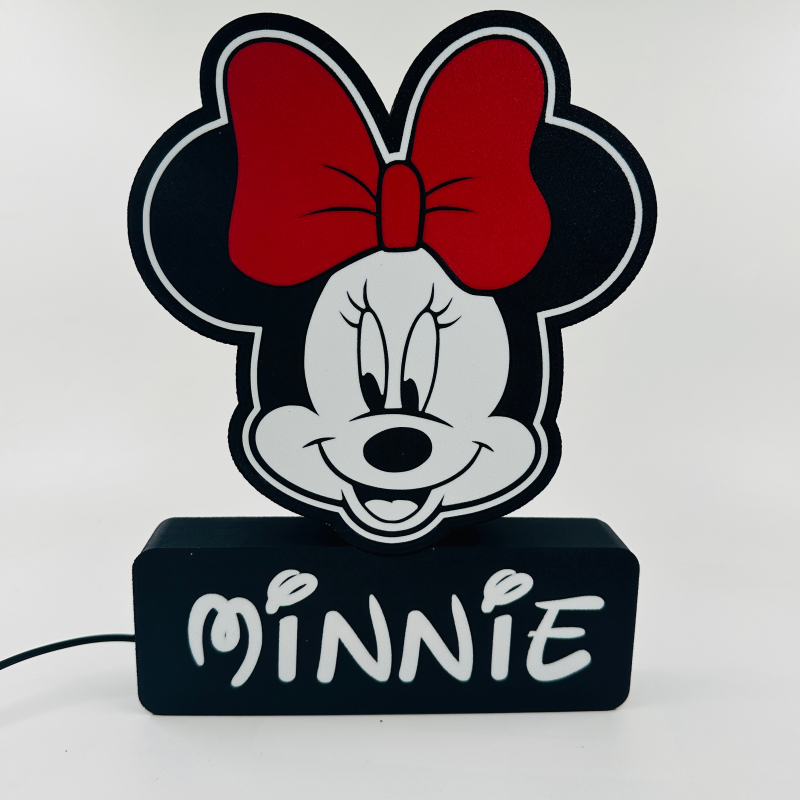 Lampe Minnie Mouse Personnalisable - Veilleuse Prénom Impression 3D