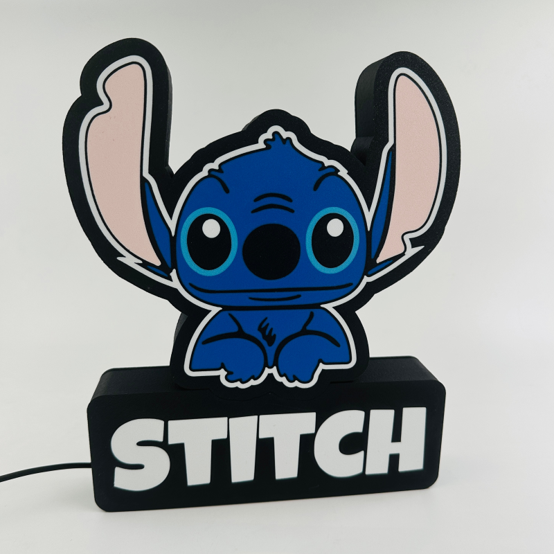 Lampe LED Stitch Personnalisée – Veilleuse 3D Prénom au Choix