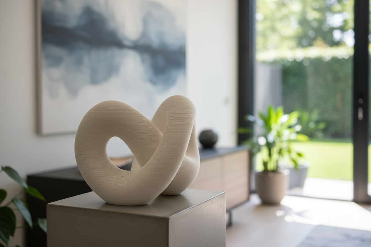 photo realiste d un objet imprimer en 3d pour decoration d interieur